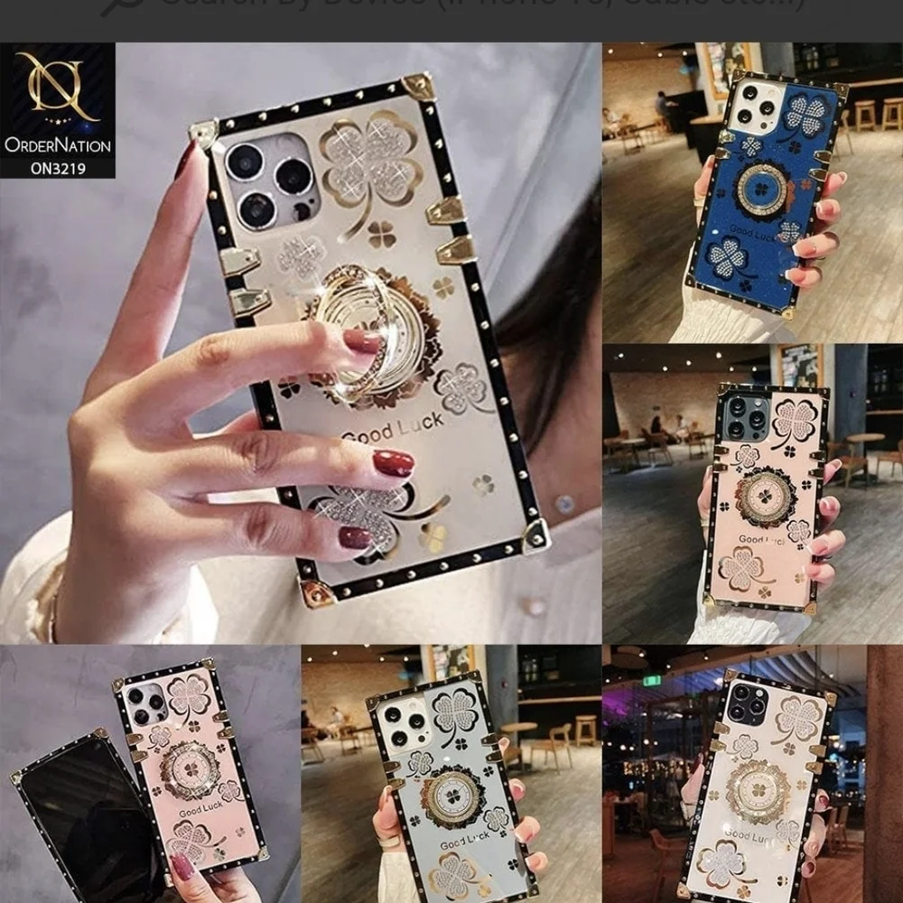Samsung Galaxy Note 10 Case Good Luck Bling Diamond Square TPU Cover Kickstand